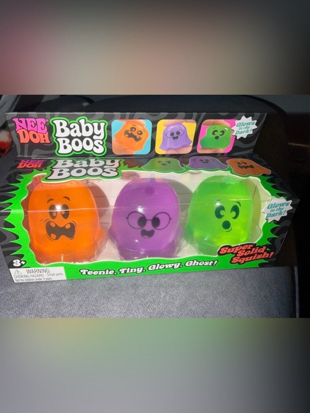 Baby Boos Glow-in-the-Dark Squishy Ghosts - Orange, Purple, Green (3-Pack)